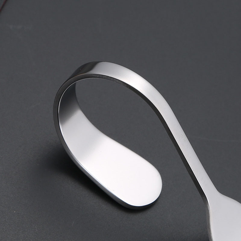 Hajlított nyél, rozsdamentes acél kanál villa garnélarák csúszda kanál saláta kanál villa étkészlet ívelt nyél