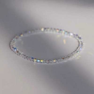 Γυαλιστερό διάφανο λευκό λεπτό κρύσταλλο βραχιόλι για γυναίκες Απλή διάθλαση πολύχρωμο ελαστικό βραχιόλι 2022 Δώρο για κοσμήματα