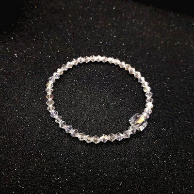 Sjajna prozirna bijela tanka kristalna narukvica za žene Jednostavna lomljena šarena svjetlo rastezljiva narukvica 2022. Nakit Poklon za zabavu