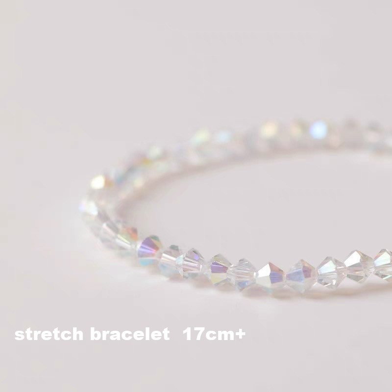 Sjajna prozirna bijela tanka kristalna narukvica za žene Jednostavna lomljena šarena svjetlo rastezljiva narukvica 2022. Nakit Poklon za zabavu