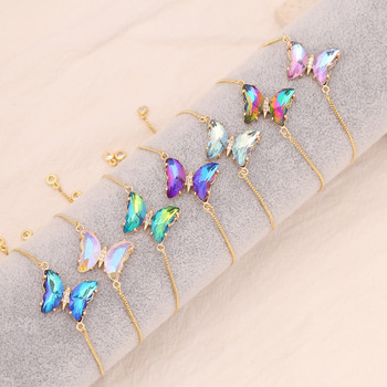 Градиент 7 цвята Цирконова гривна пеперуда за жени запазване на цвета Висококачествена гривна Модерни бижута