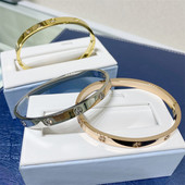 Luksusa zīmola inkrustēts cirkona nerūsējošā tērauda rokassprādze sievietēm Vīrietim Vienkārša klasiska, neizbalējoša pret alerģiju pāra rokassprādzes rotaslietas