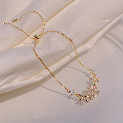 Uued luksuslikud lilledega tsirkoonist pingutusnööriga käevõrud naistele läikivast liblikast kivist reguleeritavad käevõrud peen ehe kingitus