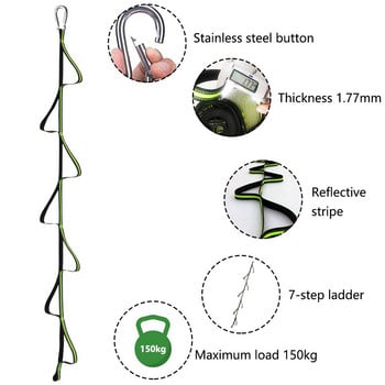 Сгъваема 7-степенна въжена стълба на открито, спасяване, оцеляване, мека стълба, вътрешна, външна тренировка, помощник за катерене с кука