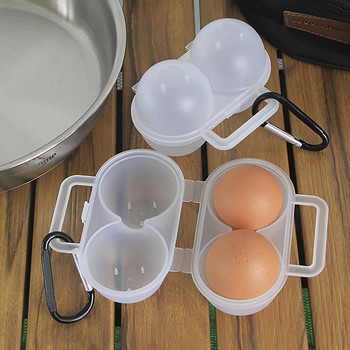 2 Grids Egg Carrier Φορητό κουτί αποθήκευσης αυγών για υπαίθριο κάμπινγκ πικ-νικ Αυγό Πλαστική διαφανής θήκη για αυγά με αγκράφα