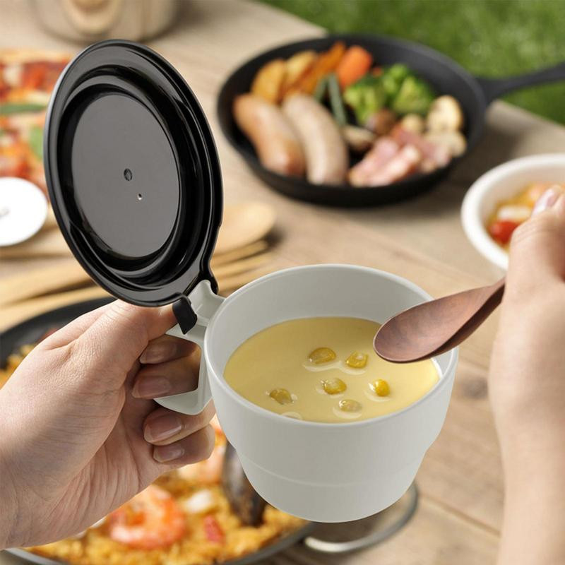 Szilikon összecsukható csésze kültéri piknik leveses tál fedéllel Kis hordozható ivópohár szabadtéri kempingezéshez túrázáshoz és piknikhez