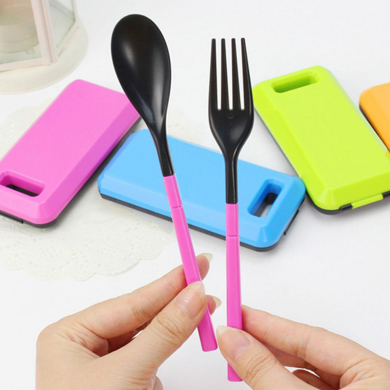 Pārnēsājams galda piederumu karotes 3 gab. Ceļojumu saliekamās dakšu irbulīši āra kempinga komplekts