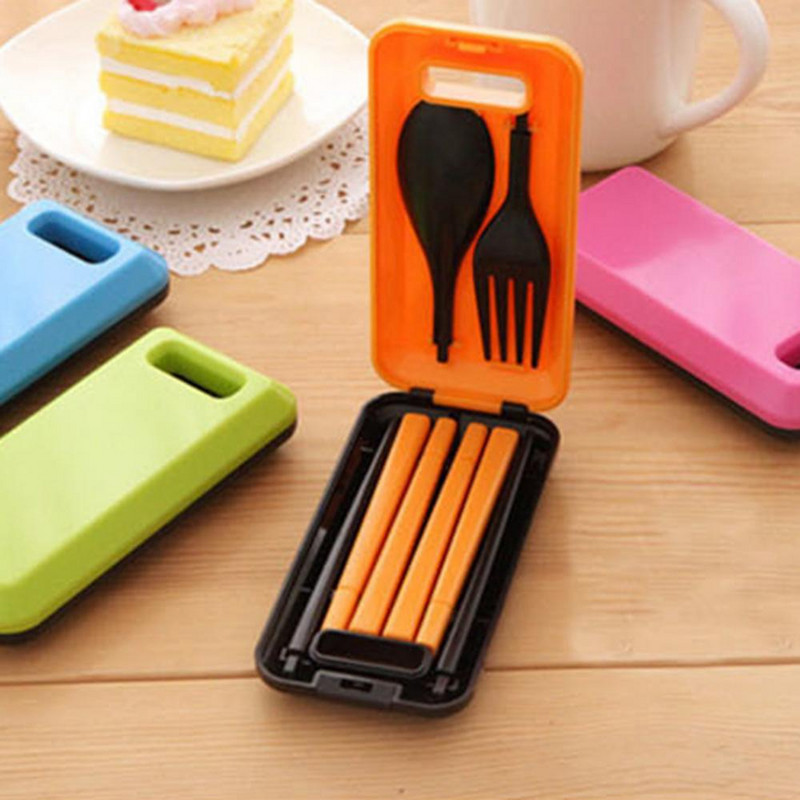 Pārnēsājams galda piederumu karotes 3 gab. Ceļojumu saliekamās dakšu irbulīši āra kempinga komplekts