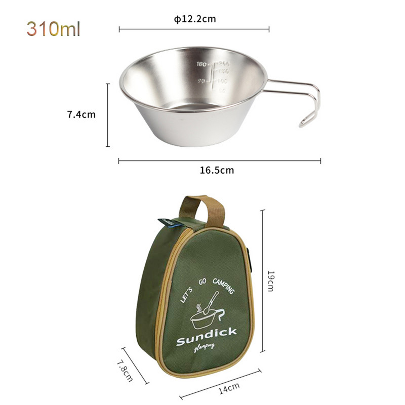 4gab 310 ml nerūsējošā tērauda Sierra krūzes ar uzglabāšanas somu Pārnēsājami āra piknika galda piederumi griliem, pārgājieniem, kempinga kausiem
