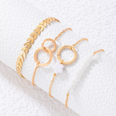 Tocona 6gab./komplekts Bohēmijas fāzēm aproces sievietēm Skaisti ziedi ar lapu dobu ģeometriju, regulējamu pušķu rotaslietas 9143