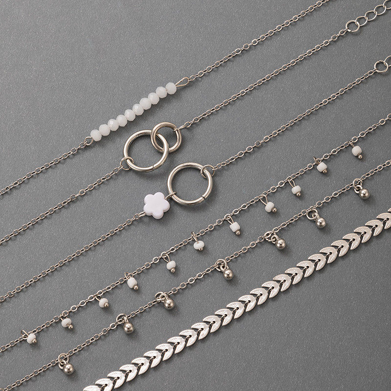 Tocona 6gab./komplekts Bohēmijas fāzēm aproces sievietēm Skaisti ziedi ar lapu dobu ģeometriju, regulējamu pušķu rotaslietas 9143