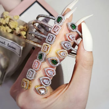 Луксозна марка, пълна с кристали Циркон Отварящи се гривни за жени 2023 Нова модерен лъскава висококачествена гривна Комплект бижута пръстен