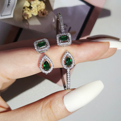 Πολυτελή μάρκα γεμάτα από Rhinestone Zircon ανοιγόμενα βραχιόλια για γυναίκες 2023 Νέο μοντέρνο γυαλιστερό σετ κοσμημάτων με βραχιόλια με δαχτυλίδι υψηλής ποιότητας