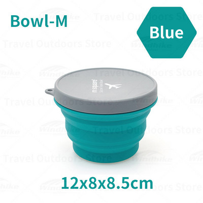 Kempinga galda piederumi Silikona saliekamās bļodas kauss 40 ℃-230 ℃ Augstas temperatūras izturības pārnēsājams bļodas trauks āra piknika ceļojumiem 7 krāsu