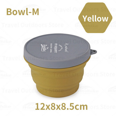 Kempinga galda piederumi Silikona saliekamās bļodas kauss 40 ℃-230 ℃ Augstas temperatūras izturības pārnēsājams bļodas trauks āra piknika ceļojumiem 7 krāsu