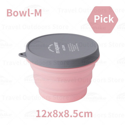 Kempinga galda piederumi Silikona saliekamās bļodas kauss 40 ℃-230 ℃ Augstas temperatūras izturības pārnēsājams bļodas trauks āra piknika ceļojumiem 7 krāsu