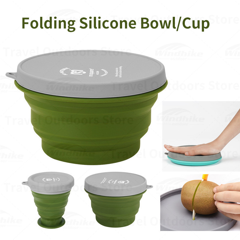 Kempinga galda piederumi Silikona saliekamās bļodas kauss 40 ℃-230 ℃ Augstas temperatūras izturības pārnēsājams bļodas trauks āra piknika ceļojumiem 7 krāsu