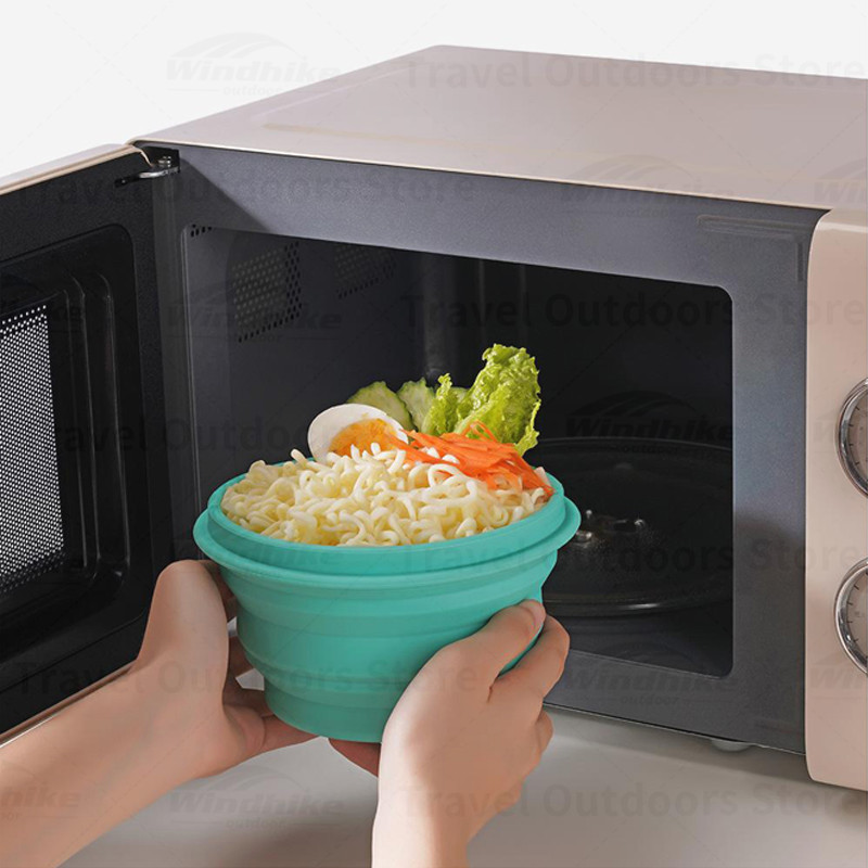 Kempinga galda piederumi Silikona saliekamās bļodas kauss 40 ℃-230 ℃ Augstas temperatūras izturības pārnēsājams bļodas trauks āra piknika ceļojumiem 7 krāsu