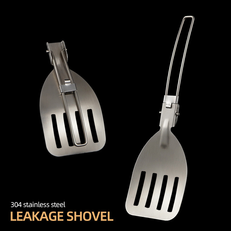 Kültéri főzőlapát összecsukható fogantyúval 304 rozsdamentes acél ételforgató sütőlapát kemping piknik grillezési kellékek