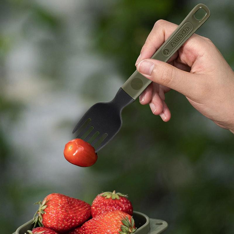 Saliekami salokāmi garie virtuves trauki salokāmi un karotes piederumu komplekti Combo Spork Fork Galda piederumi Galda piederumi Piknika nometnes mugursoma