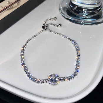 Луксозна лъскава гривна с кристали AAA от циркон за жени Висококачествена сребърна златна регулируема гривна с нов корейски бижутер