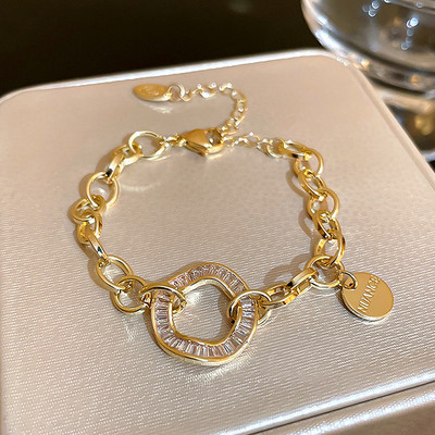 Luksusa spīdīga Rhinestone AAA klases cirkona rokassprādze sievietēm Augstas kvalitātes sudraba zelta krāsas regulējama rokassprādze Jauna korejiešu rota