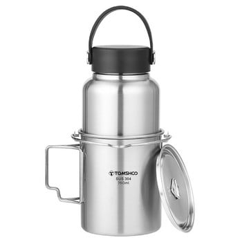 TOMSHOO Outdoor Camping Bottle Cup Set 1050ml από ανοξείδωτο ατσάλι στεγανό μπουκάλι νερού και 750ml νερό για κούπα καφέ Κρεμαστό δοχείο