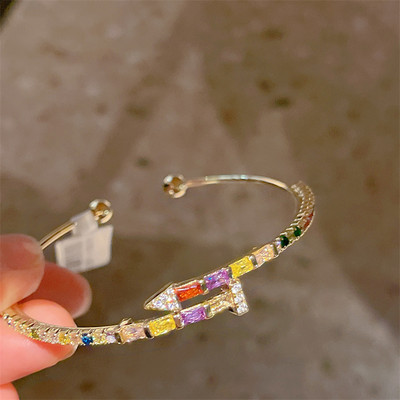 Naujos mados prabangus saldus lankelis cirkonio sidabro spalvos vario atviros apyrankės moterims, blizgios, pilnas kalnų krištolo papuošalų vakarėlio dovana