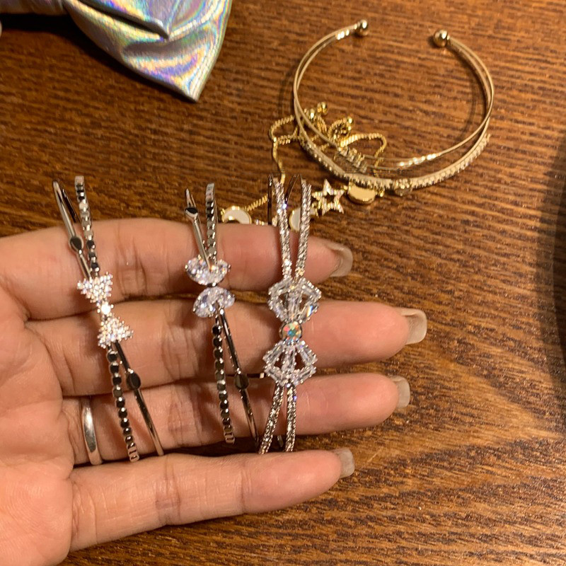 Naujos mados prabangus saldus lankelis cirkonio sidabro spalvos vario atviros apyrankės moterims, blizgios, pilnas kalnų krištolo papuošalų vakarėlio dovana