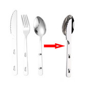 4 az 1-ben kemping evőeszköz túra evőeszköz készlet rozsdamentes acél evőeszköz kanál villa kés sörnyitó kombinált készlet hátizsákos utazáshoz