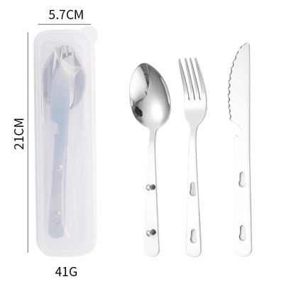 4 az 1-ben kemping evőeszköz túra evőeszköz készlet rozsdamentes acél evőeszköz kanál villa kés sörnyitó kombinált készlet hátizsákos utazáshoz