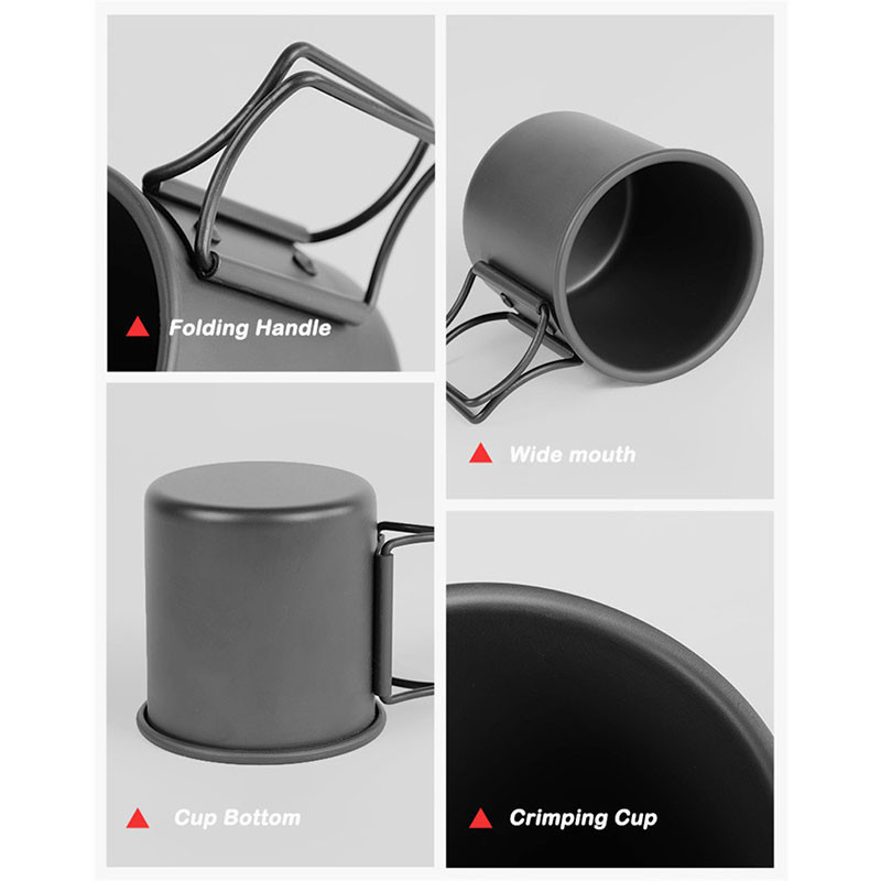 MENFLY Camping kávéfőző készlet Hordozható összecsukható titán csésze kellékek turisztikai bögre edények piknik teáskanna étkészlet edény