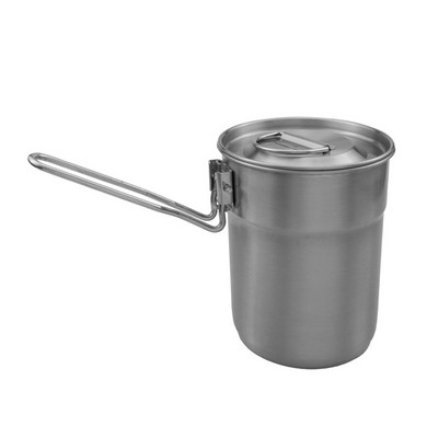 1 L Camping Coffee Cup Outdoor Portable Picnic Cookware Stainless Steel Folding Handle Coffee Cups Travel Mini Cooking Pot Pan