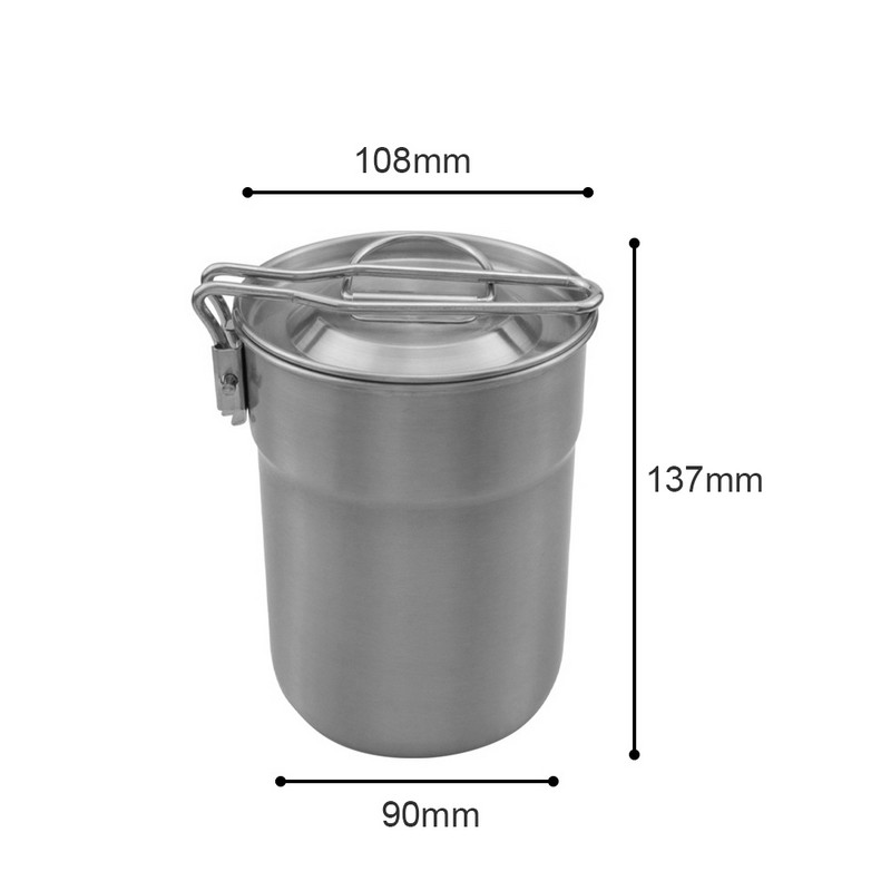 1 l kempinga kafijas tase āra pārnēsājams piknika virtuves trauks no nerūsējošā tērauda salokāms rokturis kafijas tases Ceļojumu mini katls