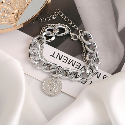 Βραχιόλια KISSWIFE Golden Cuban Link Chain βραχιόλια στο χέρι Κρεμαστό βραχιόλι με κέρματα με υπερβολική χοντρή αλυσίδα για γυναίκες Μόδα κοσμήματα