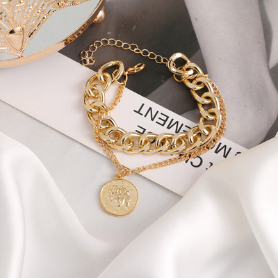 Βραχιόλια KISSWIFE Golden Cuban Link Chain βραχιόλια στο χέρι Κρεμαστό βραχιόλι με κέρματα με υπερβολική χοντρή αλυσίδα για γυναίκες Μόδα κοσμήματα