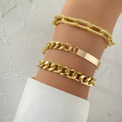 Βραχιόλια KISSWIFE Golden Cuban Link Chain βραχιόλια στο χέρι Κρεμαστό βραχιόλι με κέρματα με υπερβολική χοντρή αλυσίδα για γυναίκες Μόδα κοσμήματα