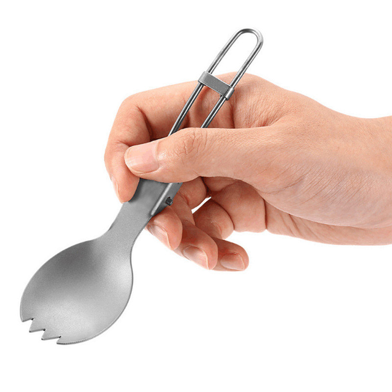 TELJES titán összecsukható fogazott kanál kültéri kemping piknik kanál titánötvözet kanál villa titán kanál titán asztali háború