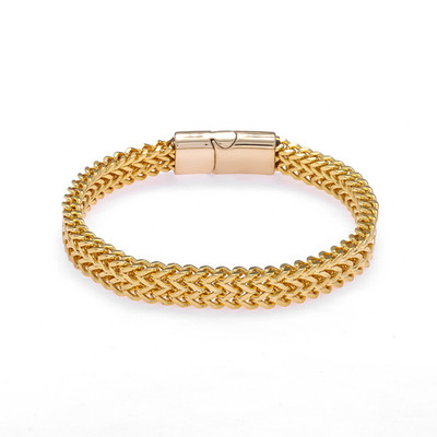 Ανδρικό κλασικό ασημί χρώμα από ανοξείδωτο ατσάλι πλεκτό βραχιόλι Μεταλλικό μαγνητικό κλείσιμο ανδρικό βραχιόλι