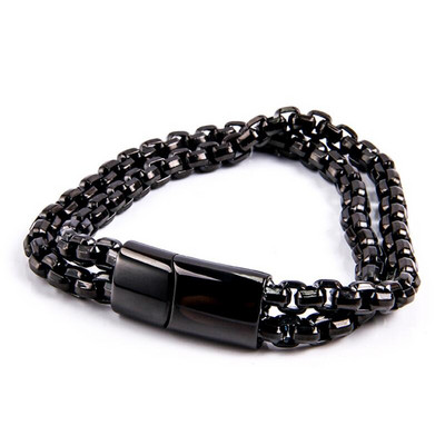 Ανδρικό κλασικό ασημί χρώμα από ανοξείδωτο ατσάλι πλεκτό βραχιόλι Μεταλλικό μαγνητικό κλείσιμο ανδρικό βραχιόλι