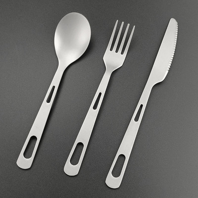 Kültéri kemping evőeszközök 3 részes evőeszköz kanál teljes titán étkészlet Szuper könnyen hordozható étkezési eszközök nyugati ételek