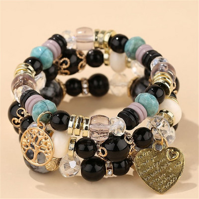 DIEZI Korea Boheemi mitmevärvilised kristallhelmed köiega käevõrud naistele tüdrukutele etnilise südamega võlukäevõru Pulseira Feminina