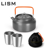 1,2 literes túrázás teáskanna Ultrakönnyű alumínium kemping piknik vízforraló teáskanna kávéfőző edény rozsdamentes acél csészékkel