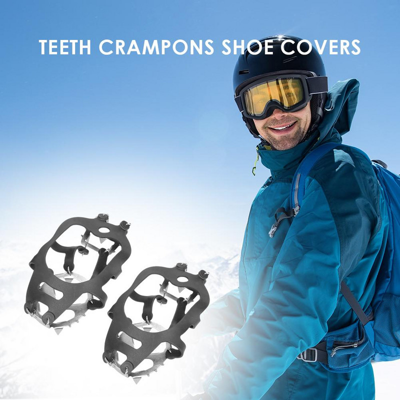 18 zobu pretslīdes pārsegi apaviem makšķerēšanai ledus skavas sniega apaviem, pārgājieniem ziemas kāpšanai kempingam alpīnisma pārsegi