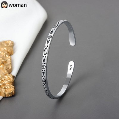 Винтидж сребърна гривна с рибен ръкав, дамска и мъжка малка ръчна усукваща се лента за ръка Мъжки ежедневни модни бохо бижута