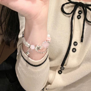 Звездна пентаграма с мънистен кръст гривна за жени Сладък хладен чар Винтидж Модни бижута Корейска мода Естетични аксесоари Подарък