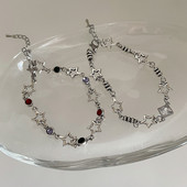 Harajuku Trend Színes strasszos csillag Pentagram karkötő nőknek Vintage Cool Esztétika Y2k Ékszerek Hip Hop Kiegészítők Új