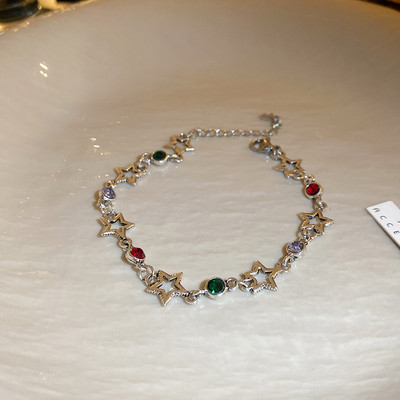 Harajuku Trend Színes strasszos csillag Pentagram karkötő nőknek Vintage Cool Esztétika Y2k Ékszerek Hip Hop Kiegészítők Új