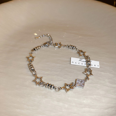 Harajuku Trend Színes strasszos csillag Pentagram karkötő nőknek Vintage Cool Esztétika Y2k Ékszerek Hip Hop Kiegészítők Új