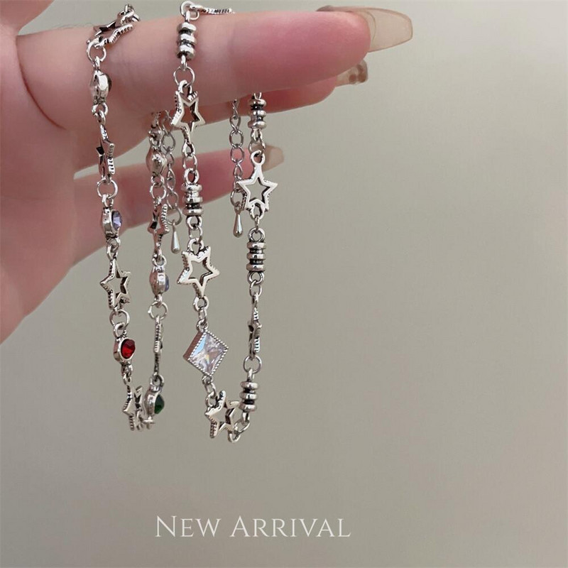 Harajuku Trend Színes strasszos csillag Pentagram karkötő nőknek Vintage Cool Esztétika Y2k Ékszerek Hip Hop Kiegészítők Új